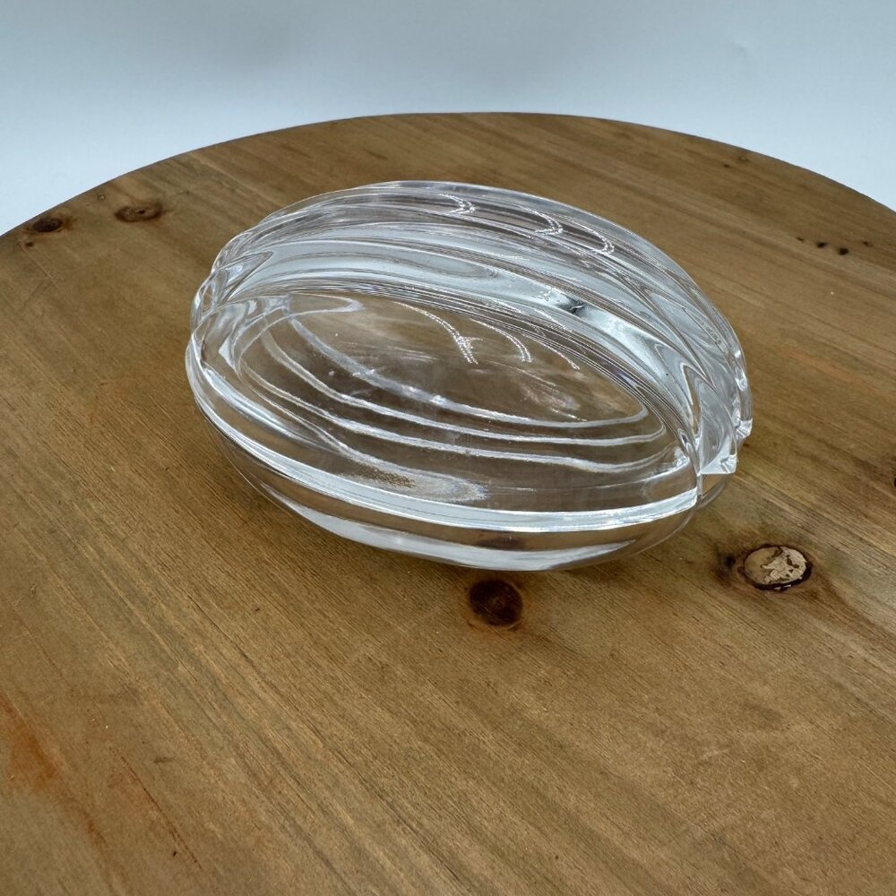 Gorham Crystal Egg  Nut Shape Trinket Box Vintage